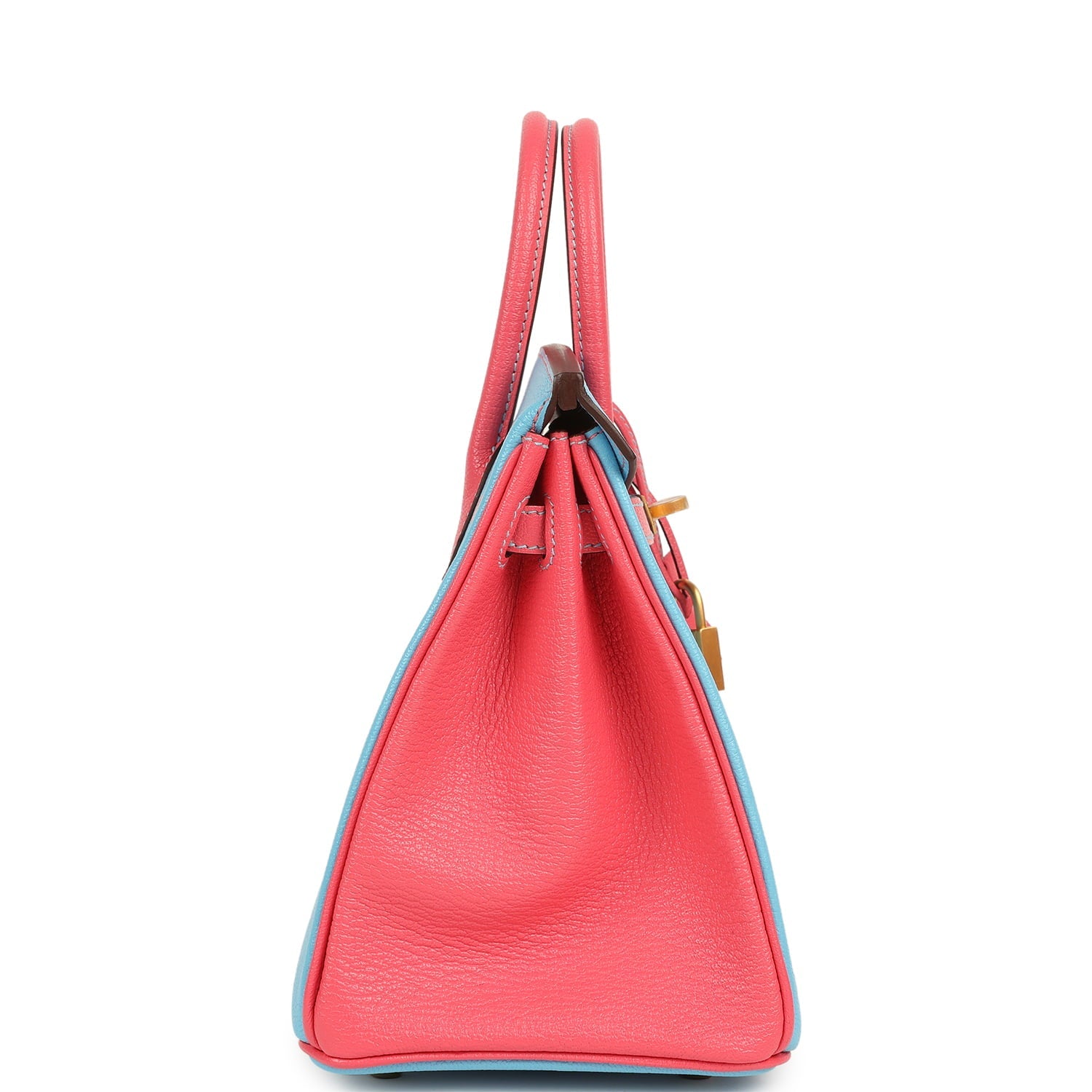 Hermes Special Order (HSS) Birkin 25 Celeste and Rose Lipstick Chevre Mysore Brushed Gold Hardware