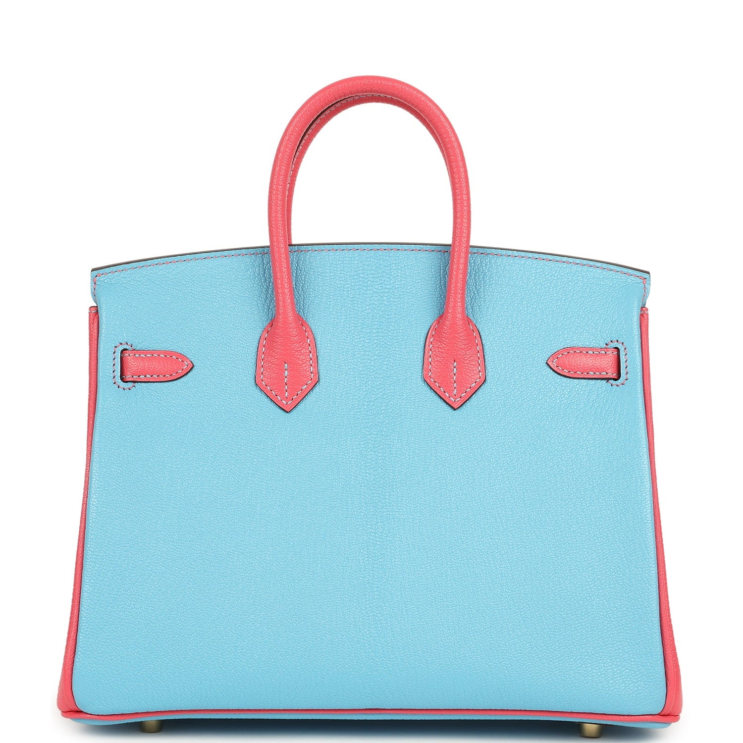 Hermes Special Order (HSS) Birkin 25 Celeste and Rose Lipstick Chevre Mysore Brushed Gold Hardware