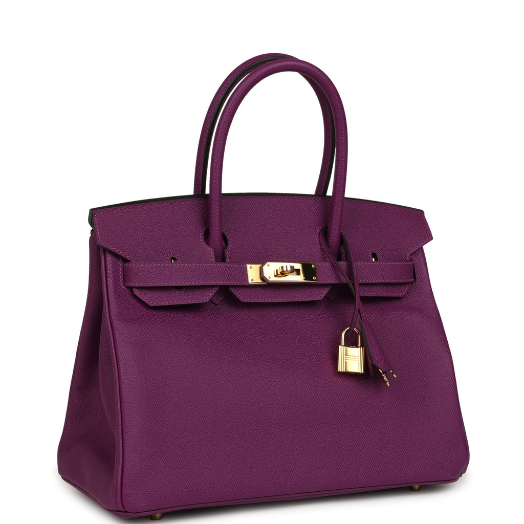 Pre-owned Hermes Birkin 30 Anemone Epsom Gold Hardware