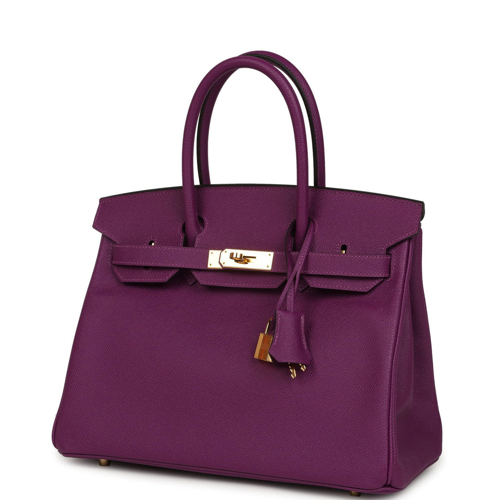 Pre-owned Hermes Birkin 30 Anemone Epsom Gold Hardware