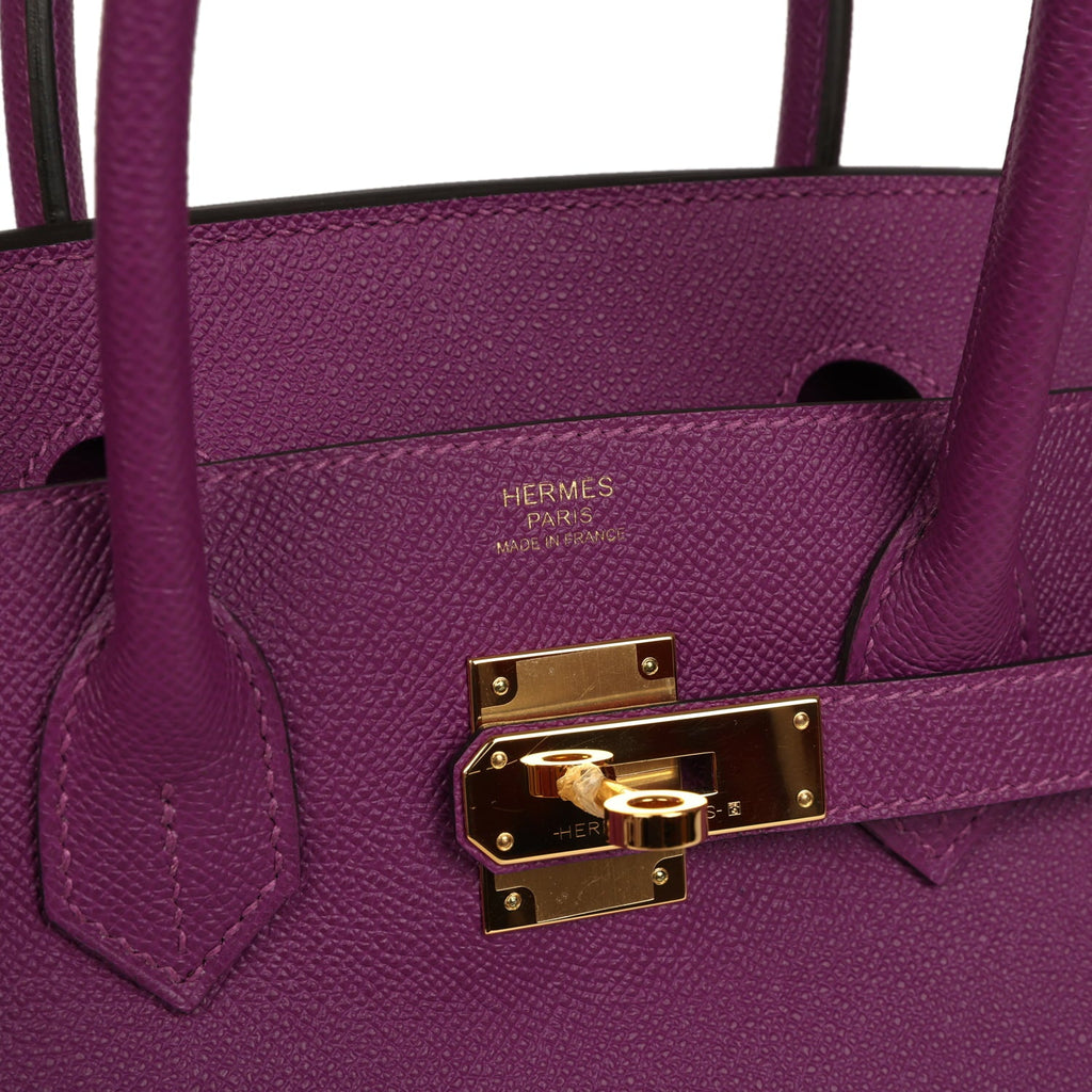 Pre-owned Hermes Birkin 30 Anemone Epsom Gold Hardware