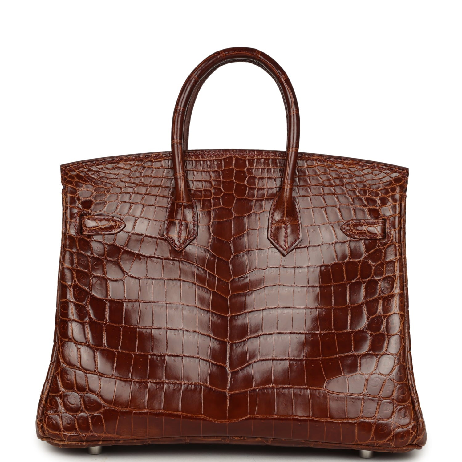 Pre-owned Hermes Birkin 25 Miel Shiny Niloticus Crocodile Palladium Hardware