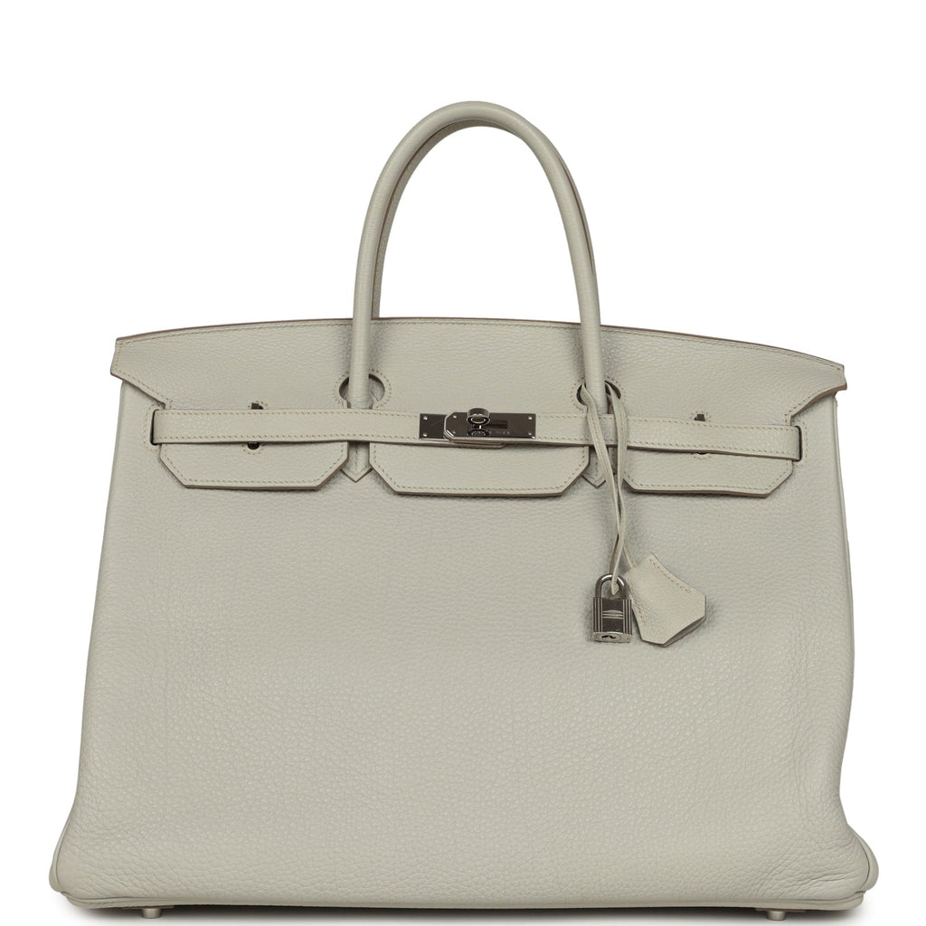 Pre-owned Hermes Birkin 40 Gris Perle Togo Palladium Hardware