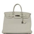 Pre-owned Hermes Birkin 40 Gris Perle Togo Palladium Hardware