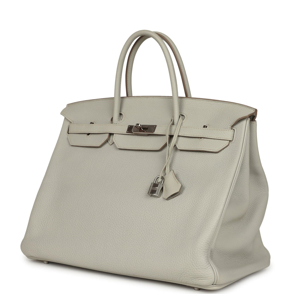 Pre-owned Hermes Birkin 40 Gris Perle Togo Palladium Hardware
