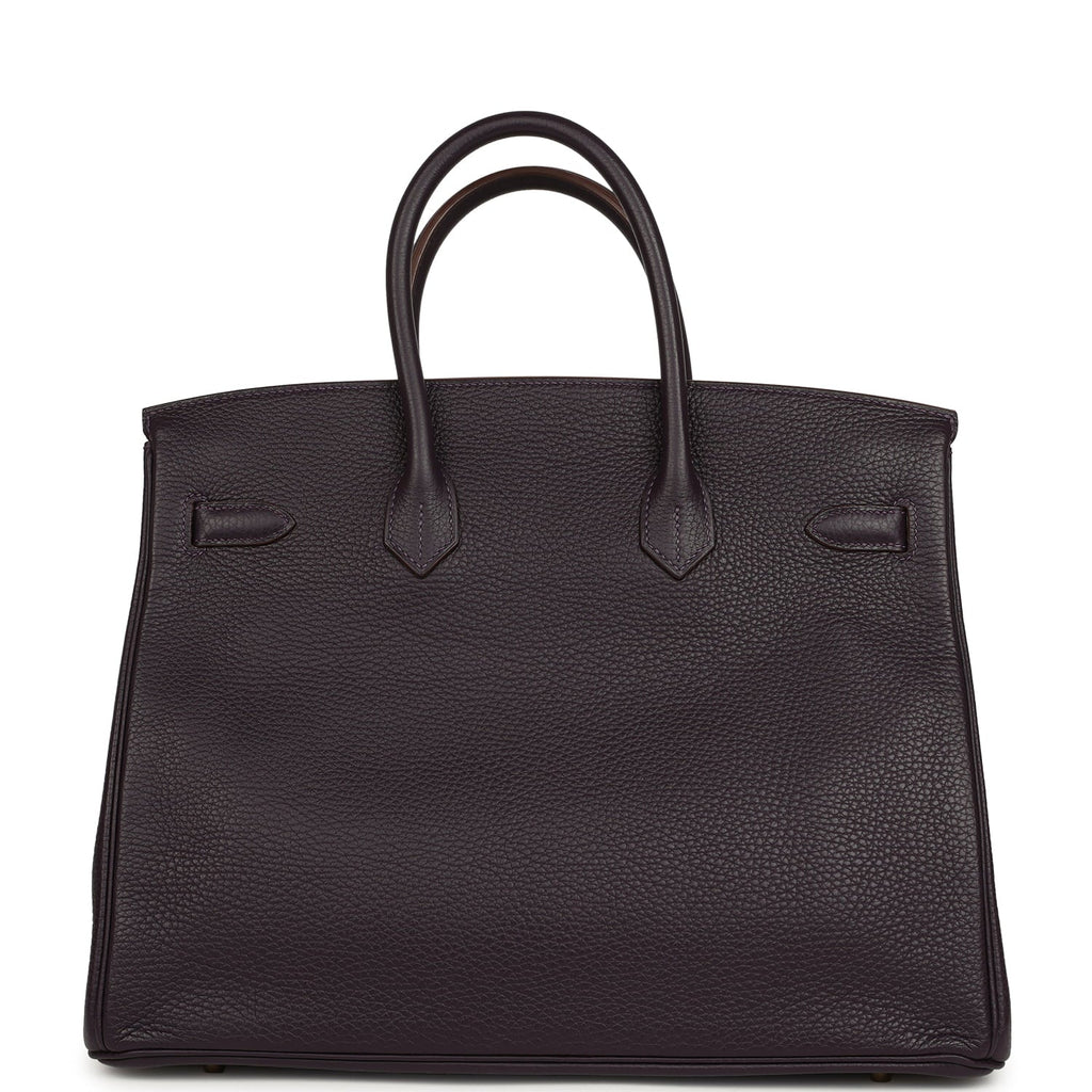 Pre-owned Hermes Birkin 35 Raisin Clemence Gold Hardware