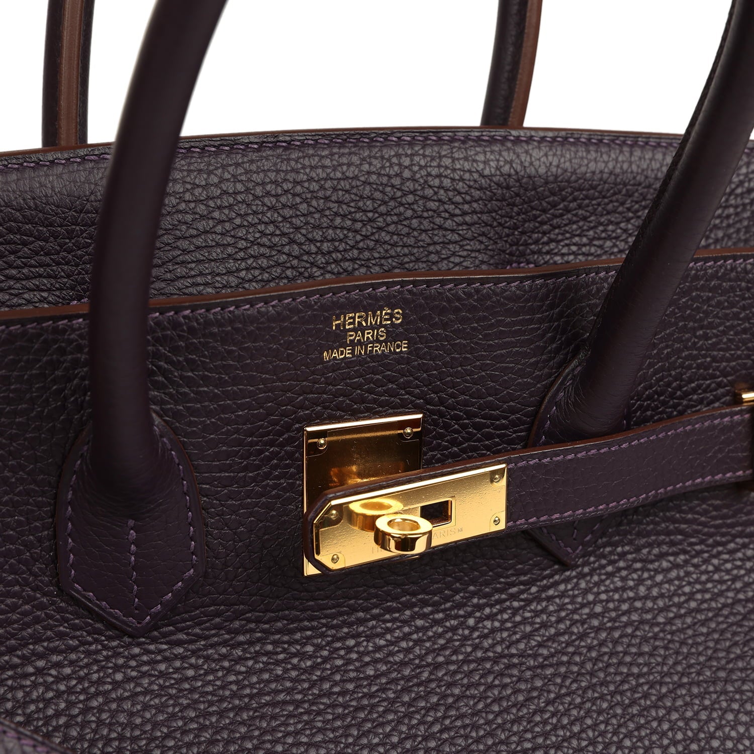 Pre-owned Hermes Birkin 35 Raisin Clemence Gold Hardware