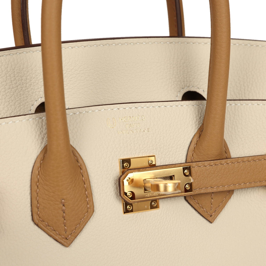 Hermes Special Order (HSS) Birkin 25 Craie and Biscuit Togo Gold Hardware