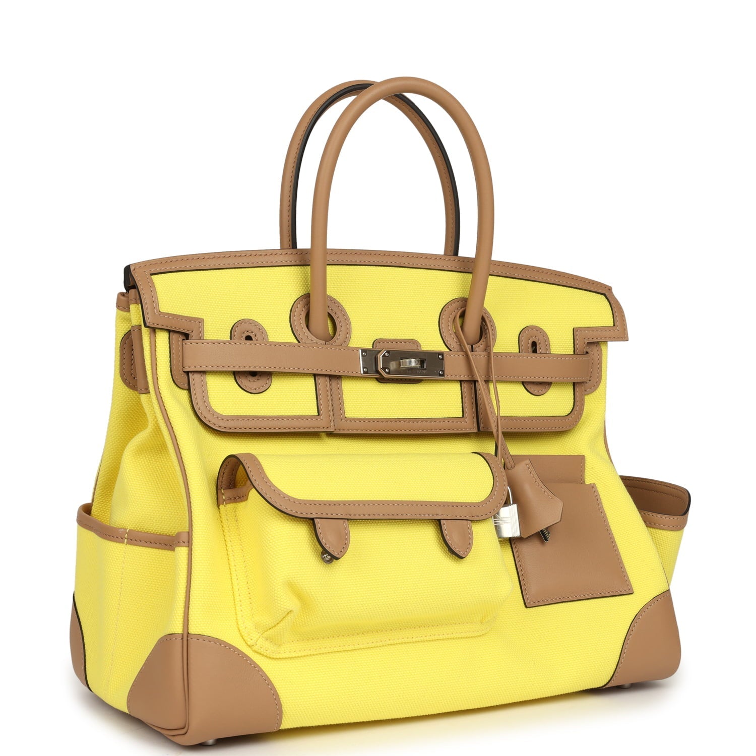 Hermes Birkin Cargo 35 Jaune Citron Toile and Chai Swift Palladium Hardware