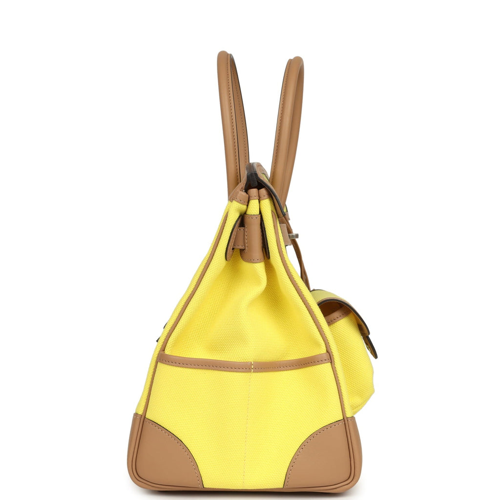 Hermes Birkin Cargo 35 Jaune Citron Toile and Chai Swift Palladium Hardware