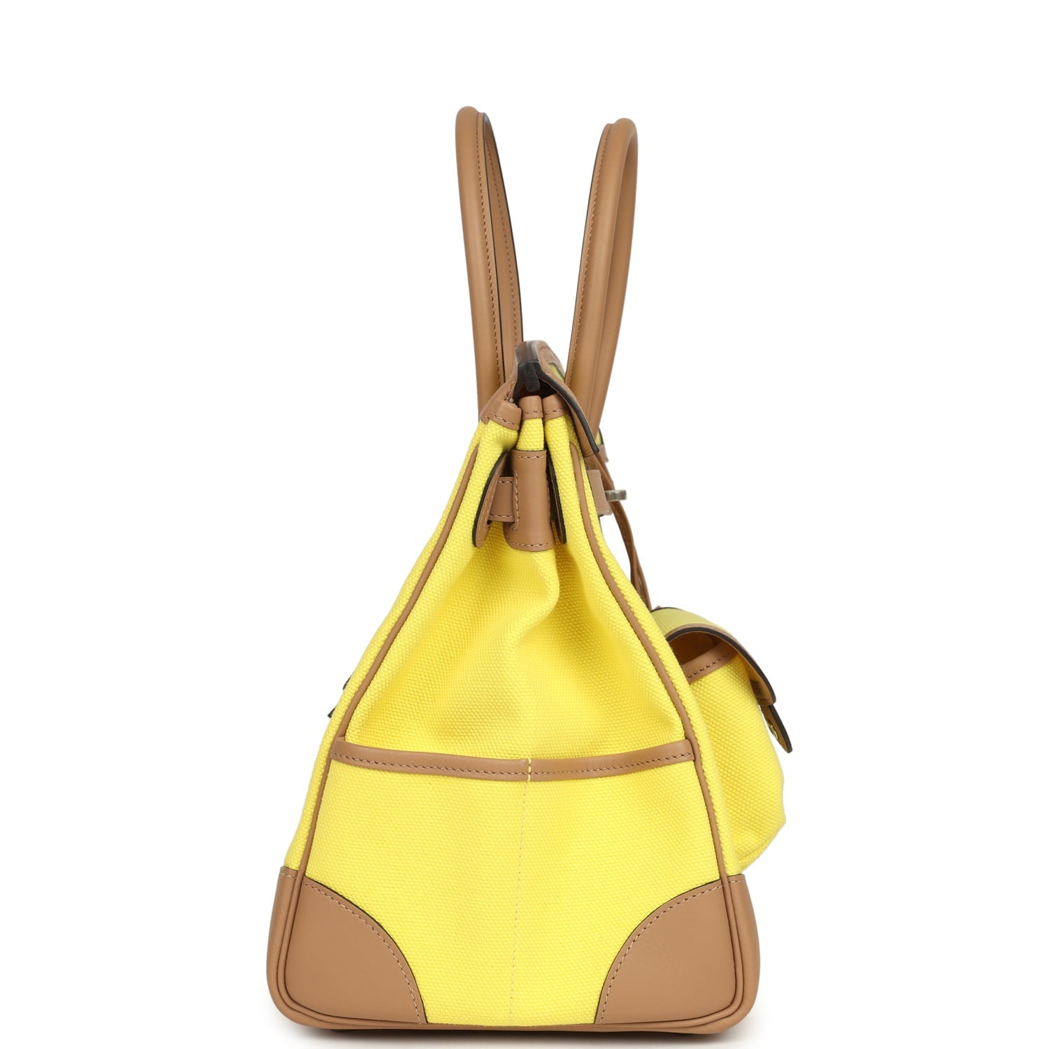 Hermes Birkin Cargo 35 Jaune Citron Toile and Chai Swift Palladium Hardware