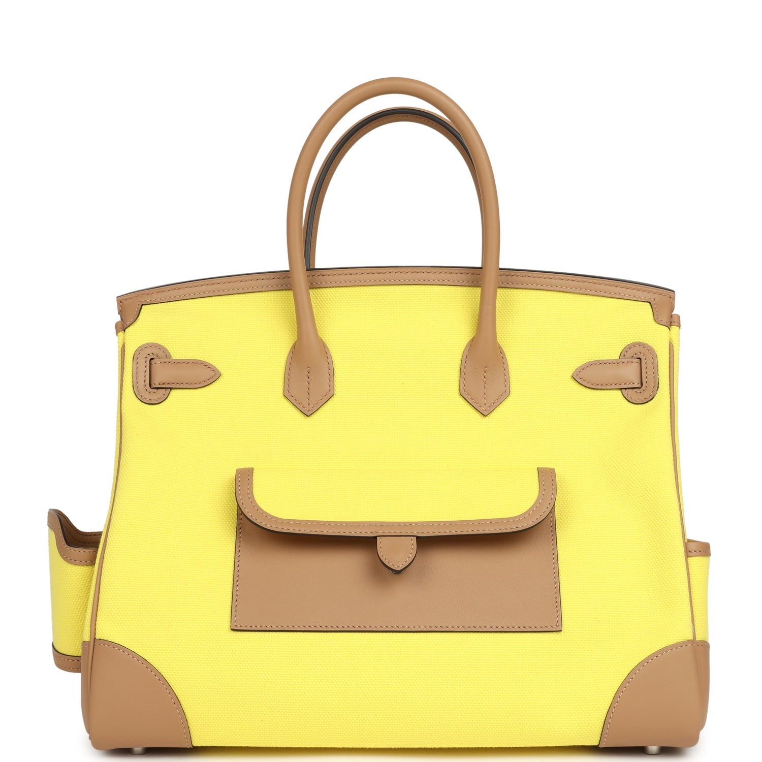 Hermes Birkin Cargo 35 Jaune Citron Toile and Chai Swift Palladium Hardware
