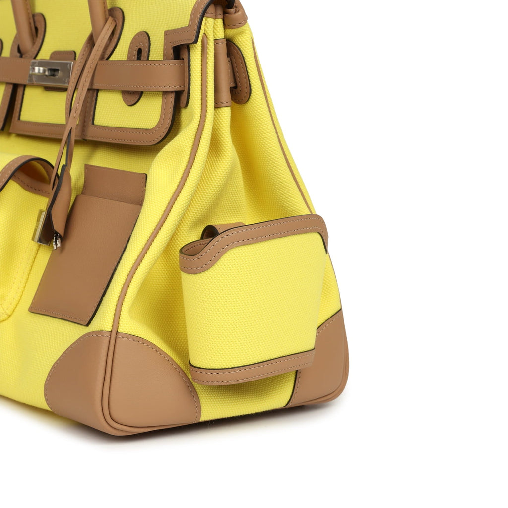 Hermes Birkin Cargo 35 Jaune Citron Toile and Chai Swift Palladium Hardware