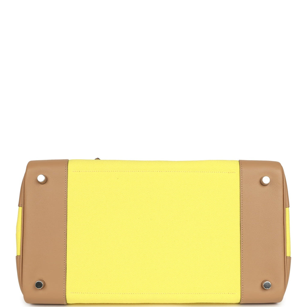 Hermes Birkin Cargo 35 Jaune Citron Toile and Chai Swift Palladium Hardware