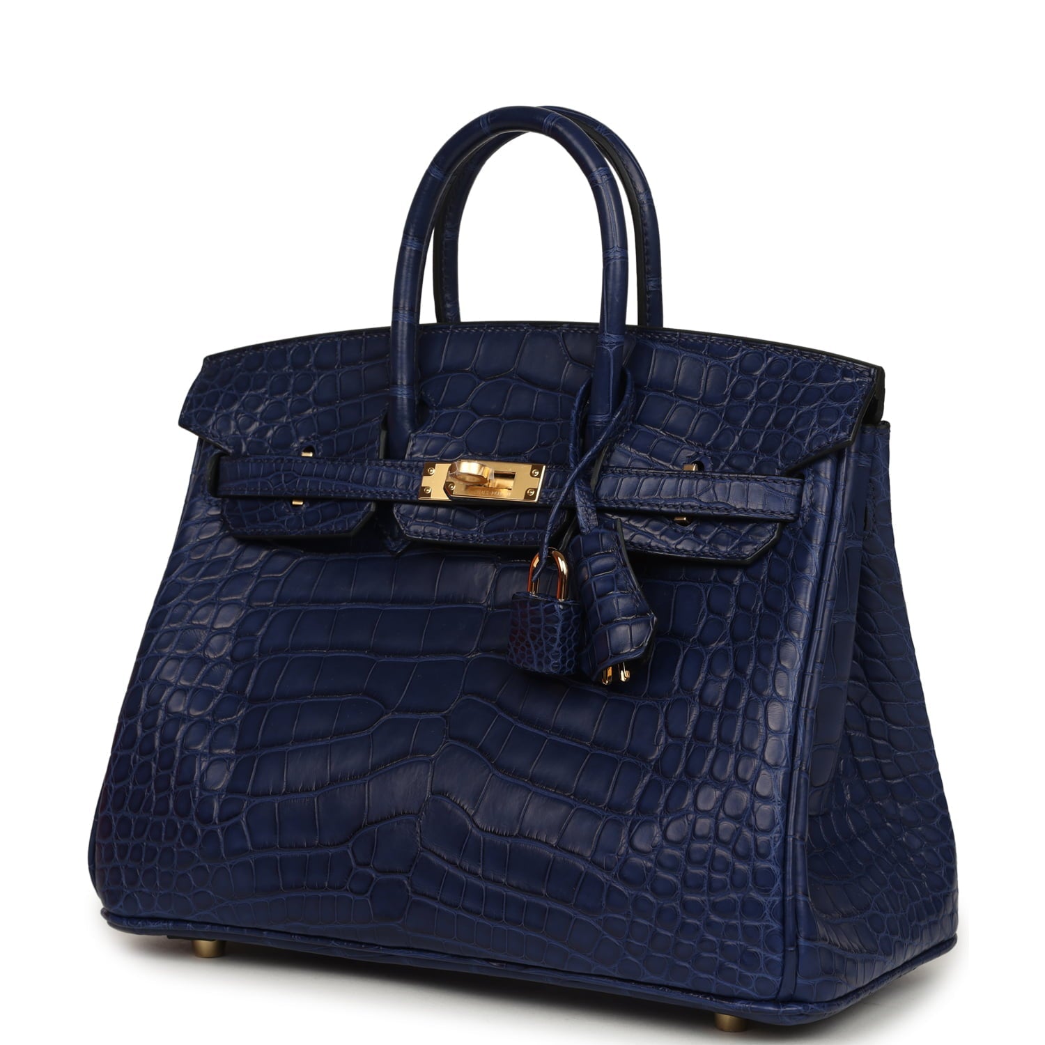 Hermes Birkin 25 Bleu Saphir Matte Alligator Gold Hardware