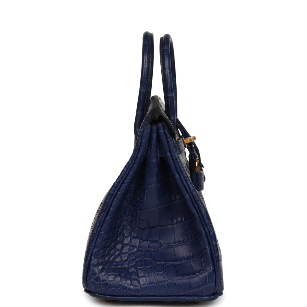 Hermes Birkin 25 Bleu Saphir Matte Alligator Gold Hardware