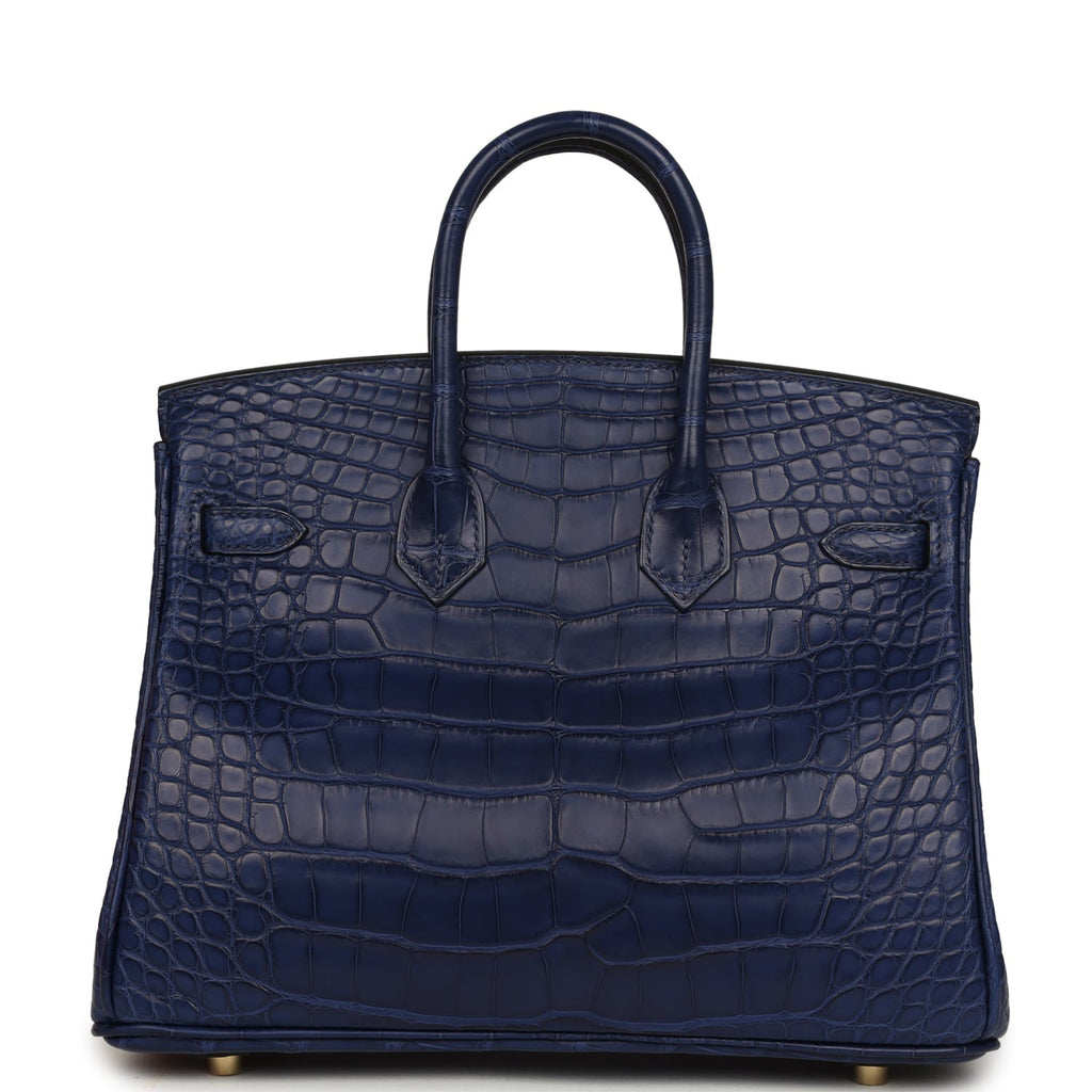 Hermes Birkin 25 Bleu Saphir Matte Alligator Gold Hardware