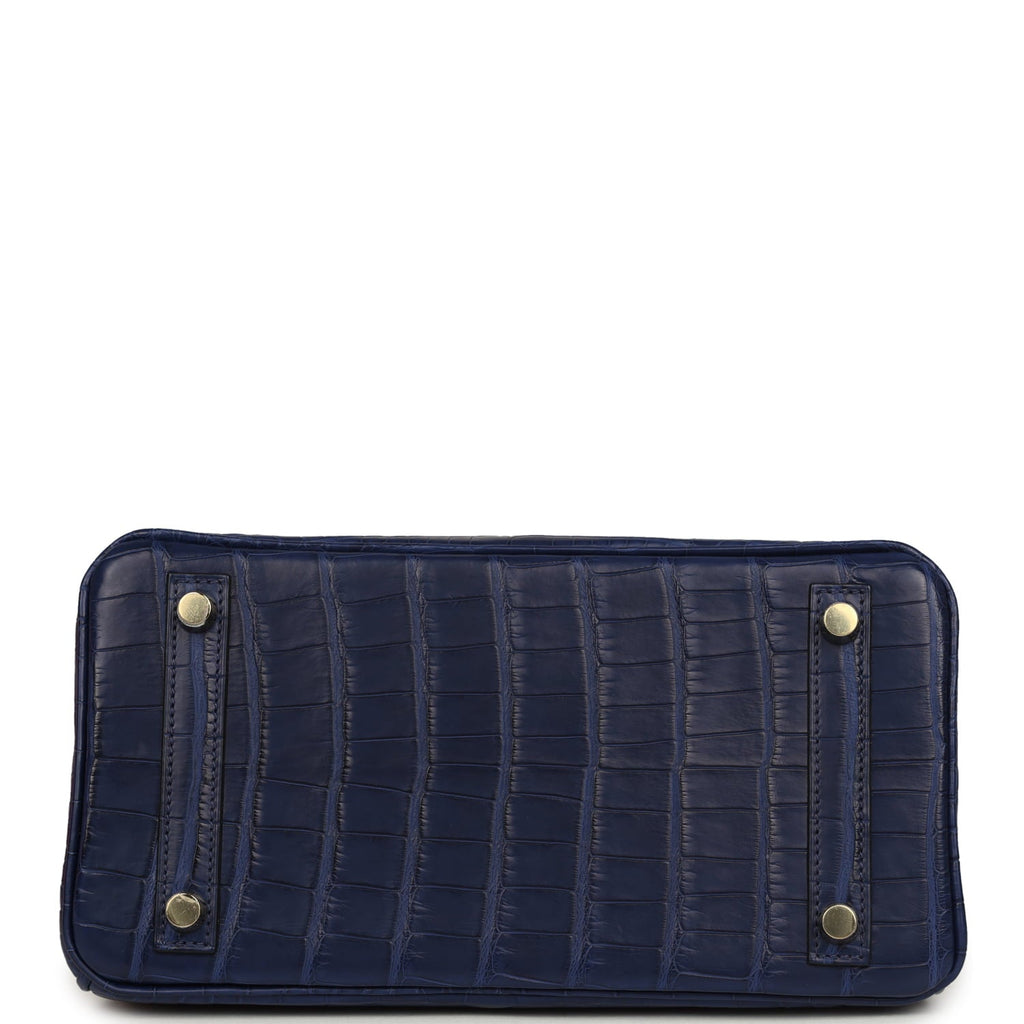 Hermes Birkin 25 Bleu Saphir Matte Alligator Gold Hardware