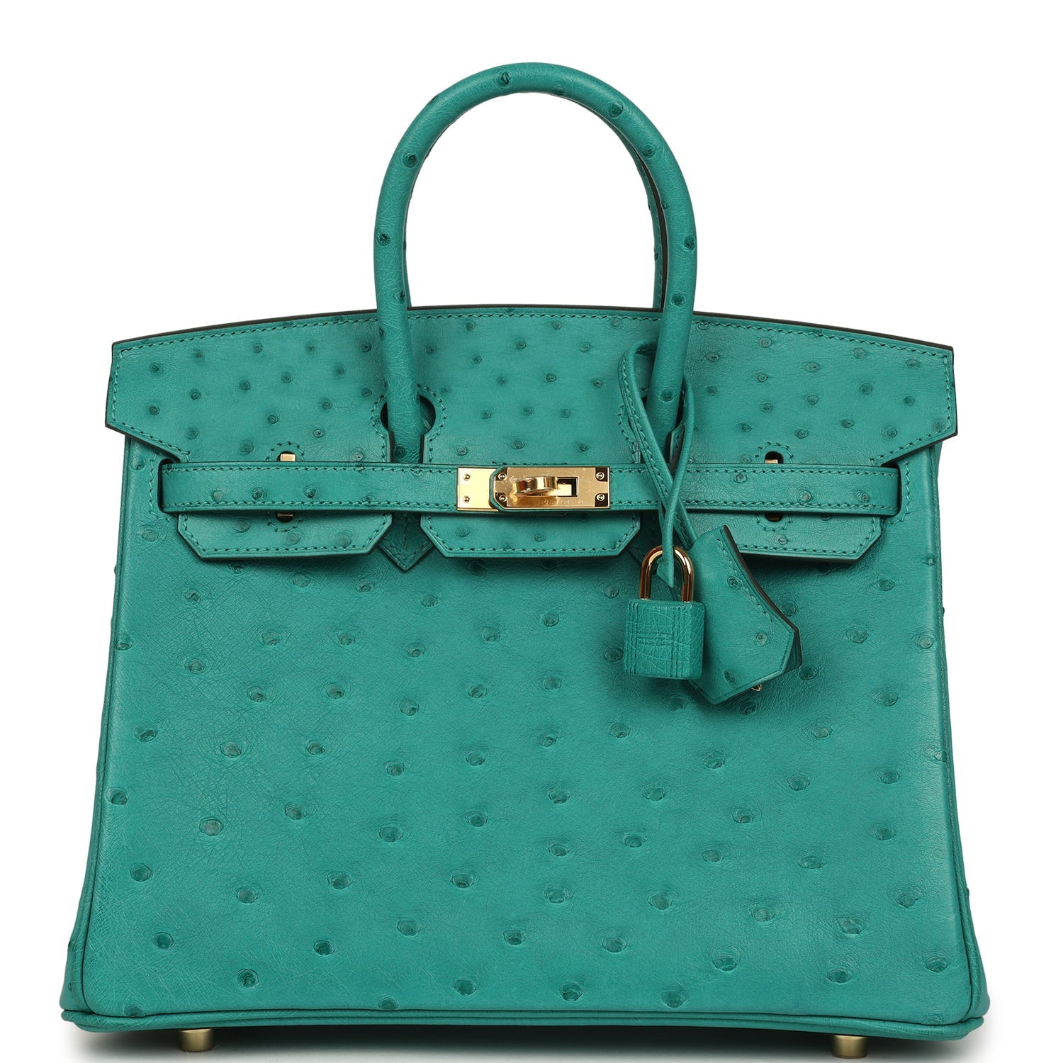 Hermes Birkin 25 Vert Verone Ostrich Gold Hardware