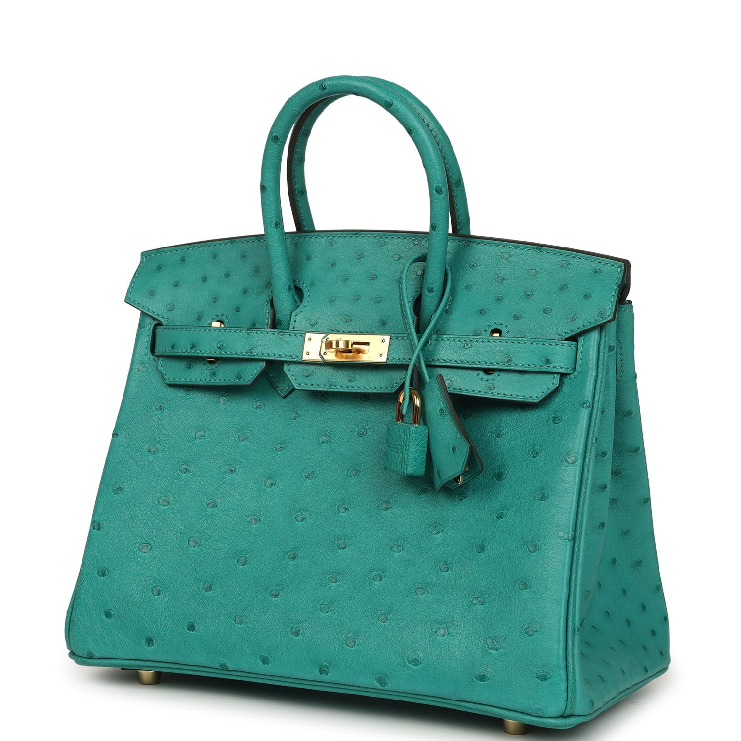 Hermes Birkin 25 Vert Verone Ostrich Gold Hardware