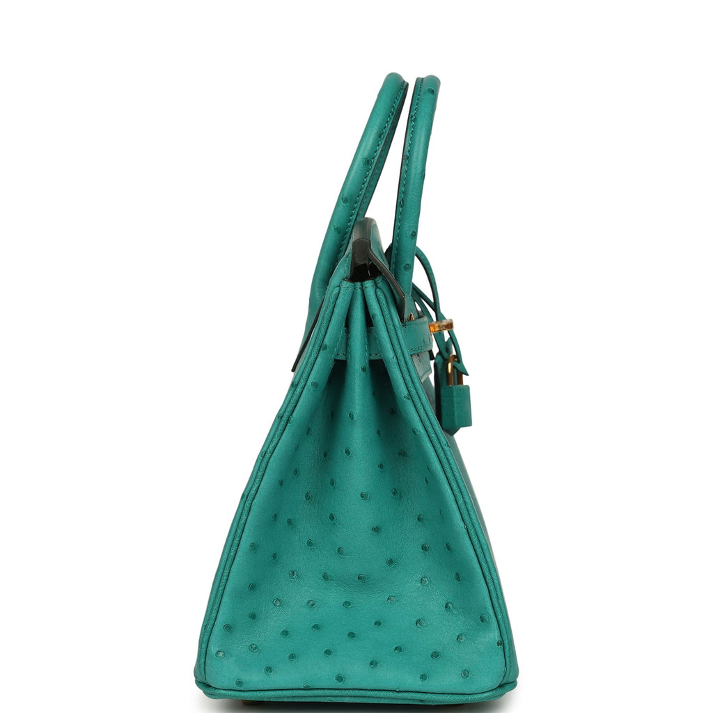 Hermes Birkin 25 Vert Verone Ostrich Gold Hardware