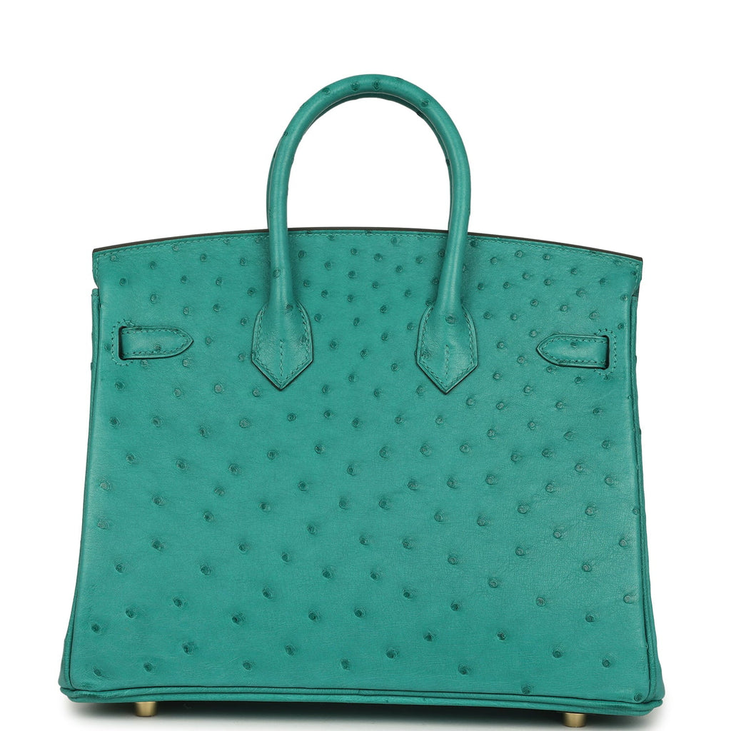 Hermes Birkin 25 Vert Verone Ostrich Gold Hardware