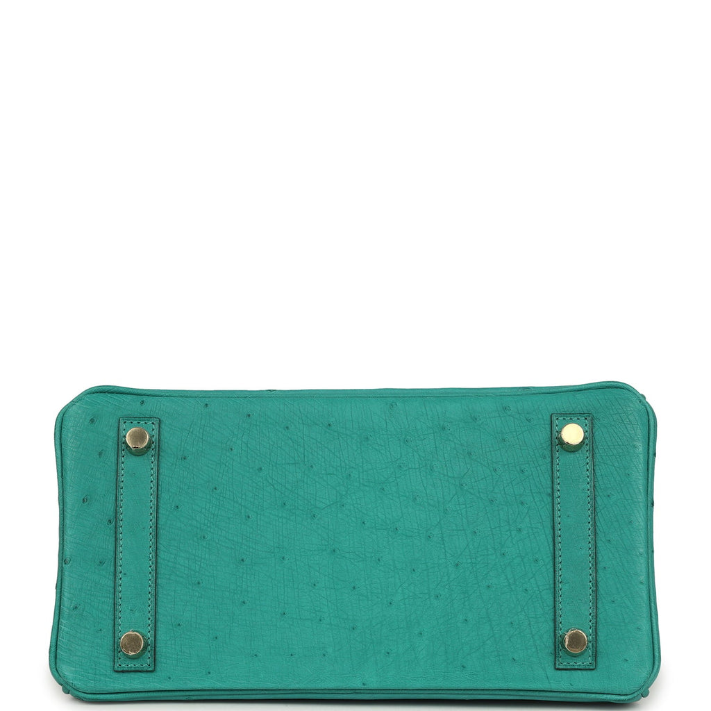 Hermes Birkin 25 Vert Verone Ostrich Gold Hardware