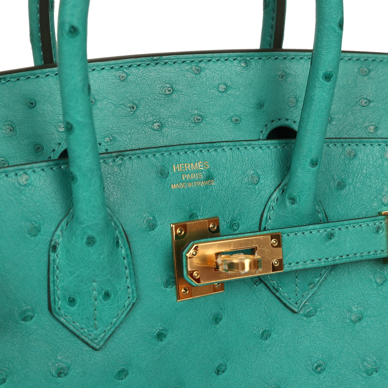 Hermes Birkin 25 Vert Verone Ostrich Gold Hardware