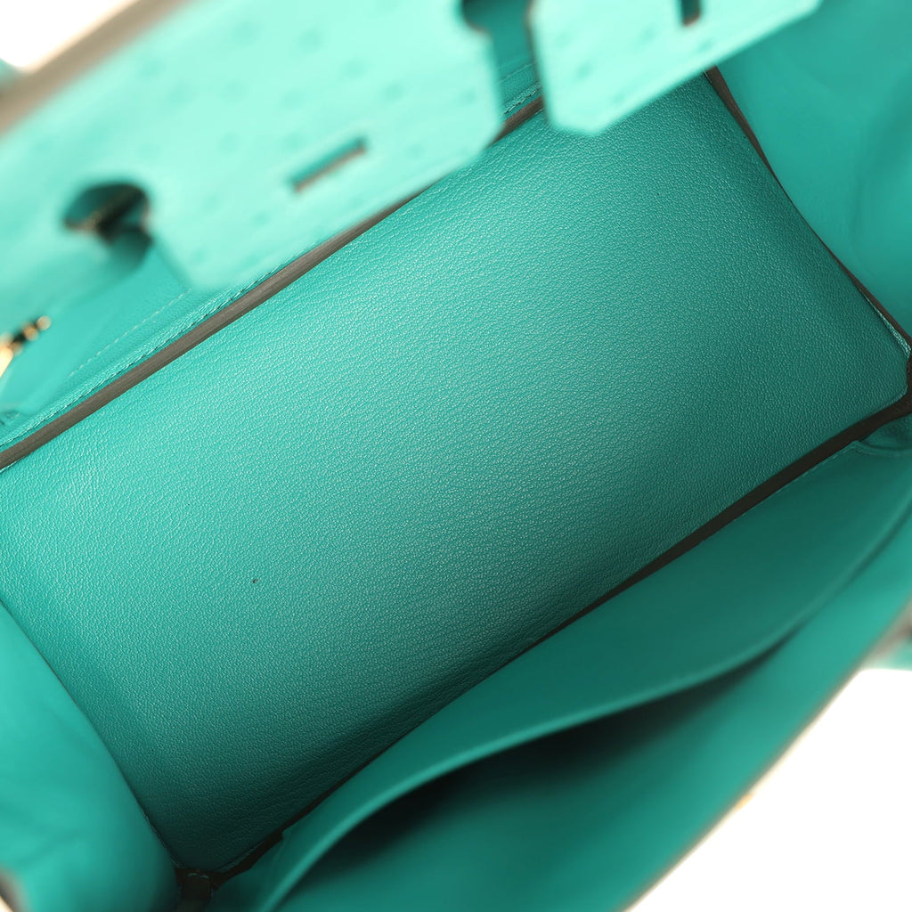 Hermes Birkin 25 Vert Verone Ostrich Gold Hardware