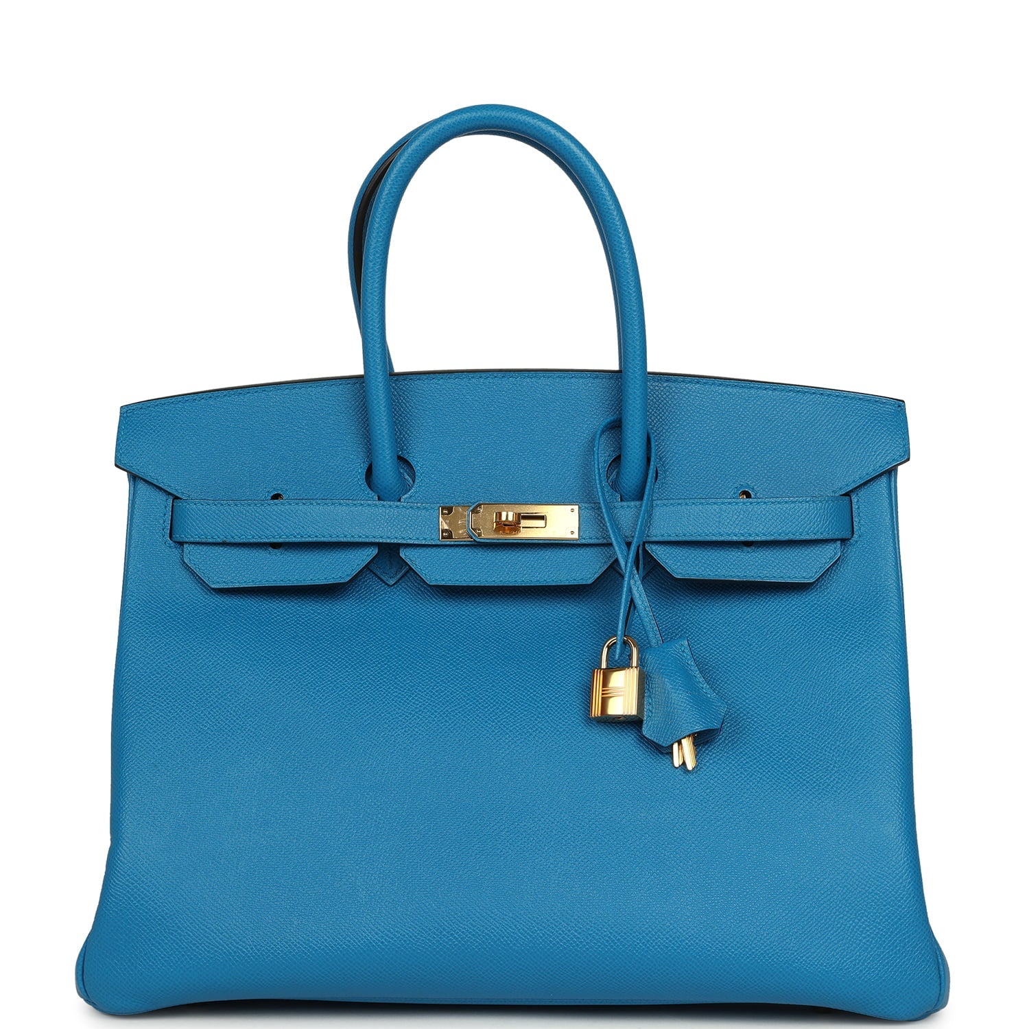 Pre-owned Hermes Birkin 35 Bleu Zanzibar Epsom Gold Hardware