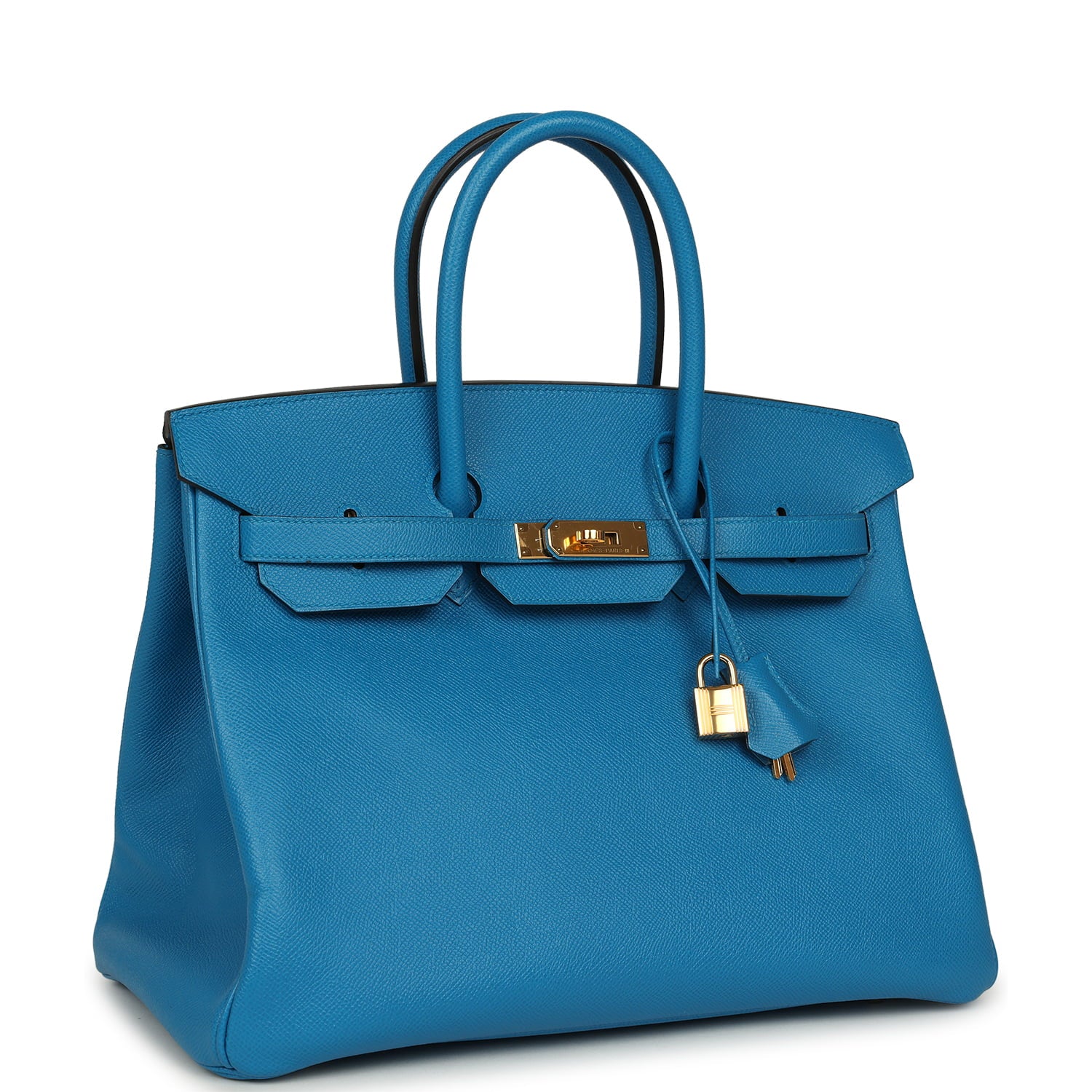 Pre-owned Hermes Birkin 35 Bleu Zanzibar Epsom Gold Hardware