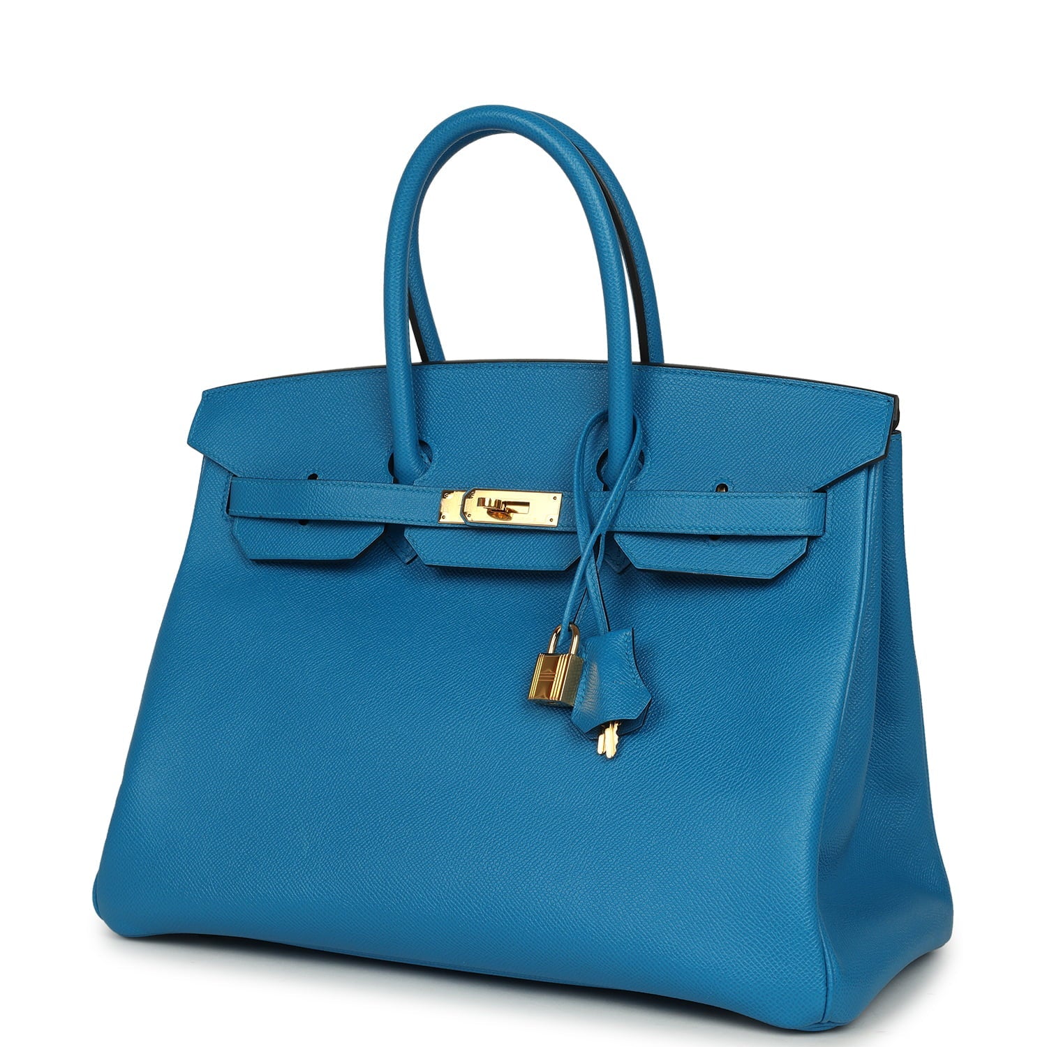 Pre-owned Hermes Birkin 35 Bleu Zanzibar Epsom Gold Hardware