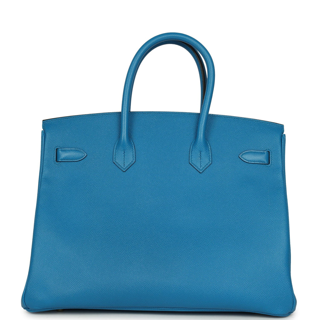 Pre-owned Hermes Birkin 35 Bleu Zanzibar Epsom Gold Hardware