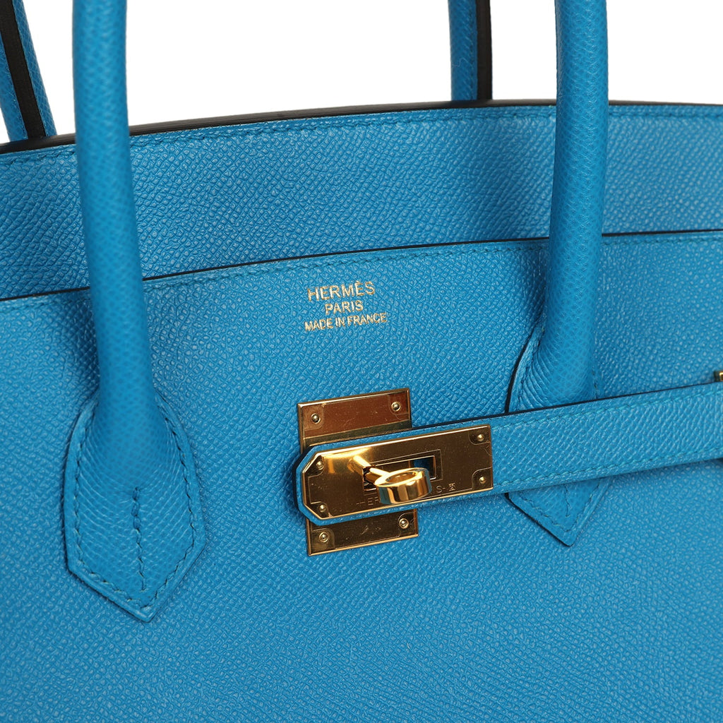Pre-owned Hermes Birkin 35 Bleu Zanzibar Epsom Gold Hardware