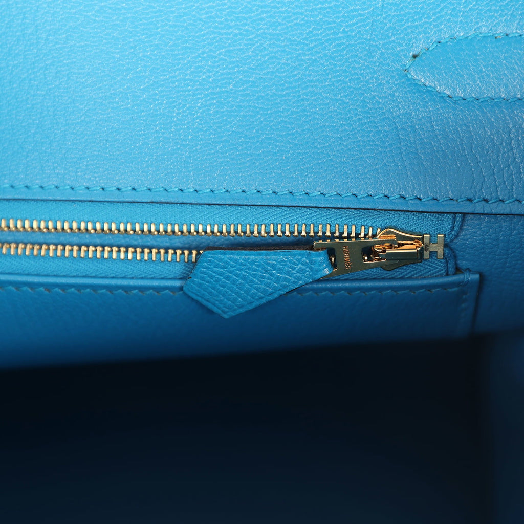 Pre-owned Hermes Birkin 35 Bleu Zanzibar Epsom Gold Hardware