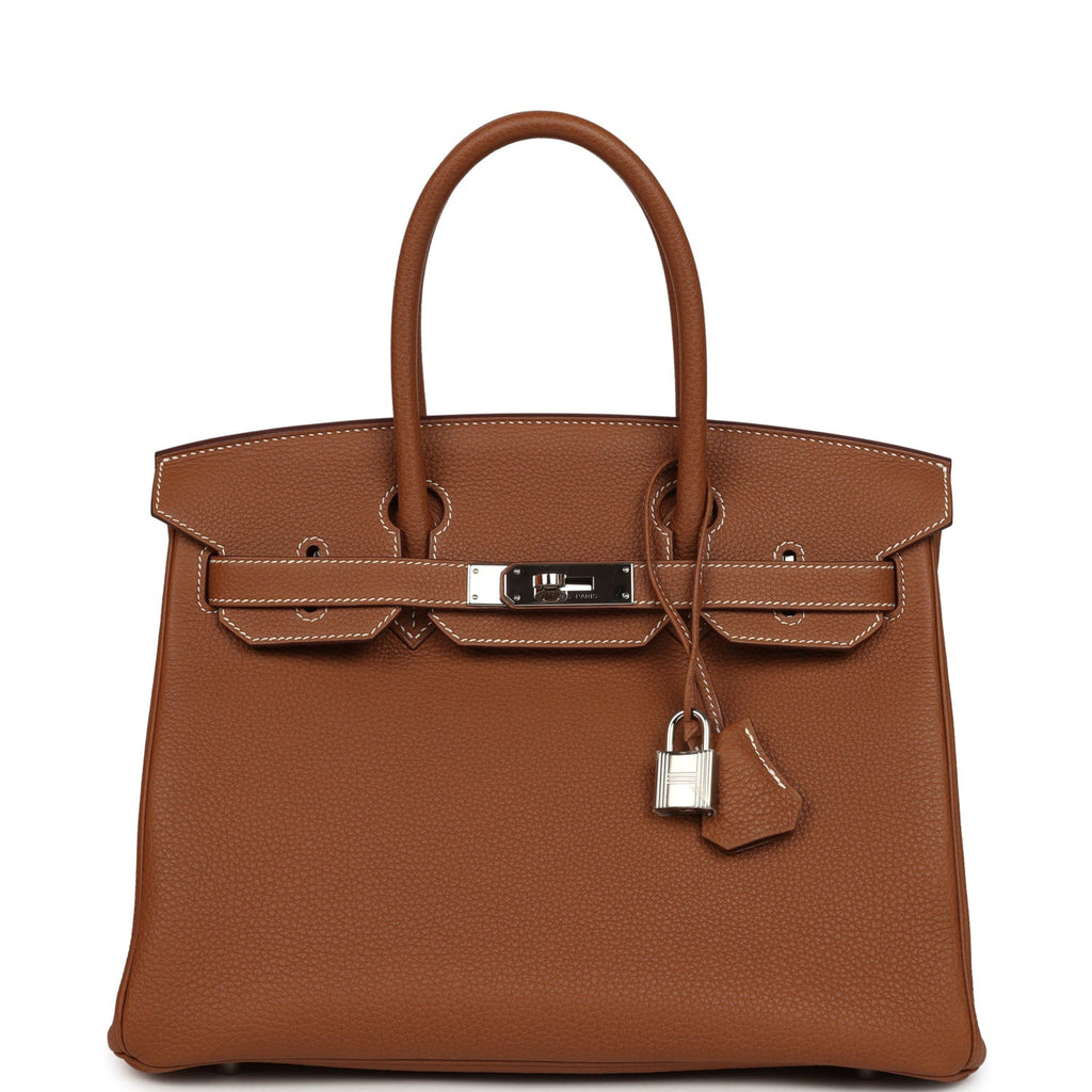 Pre-owned Hermes Birkin 30 Gold Togo Palladium Hardware