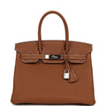 Pre-owned Hermes Birkin 30 Gold Togo Palladium Hardware