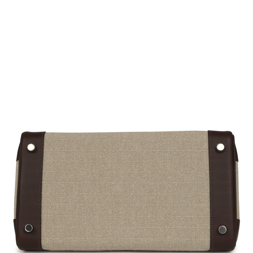 Hermes Birkin 30 Bivouac Ficelle Canvas and Moka Swift Palladium Hardware