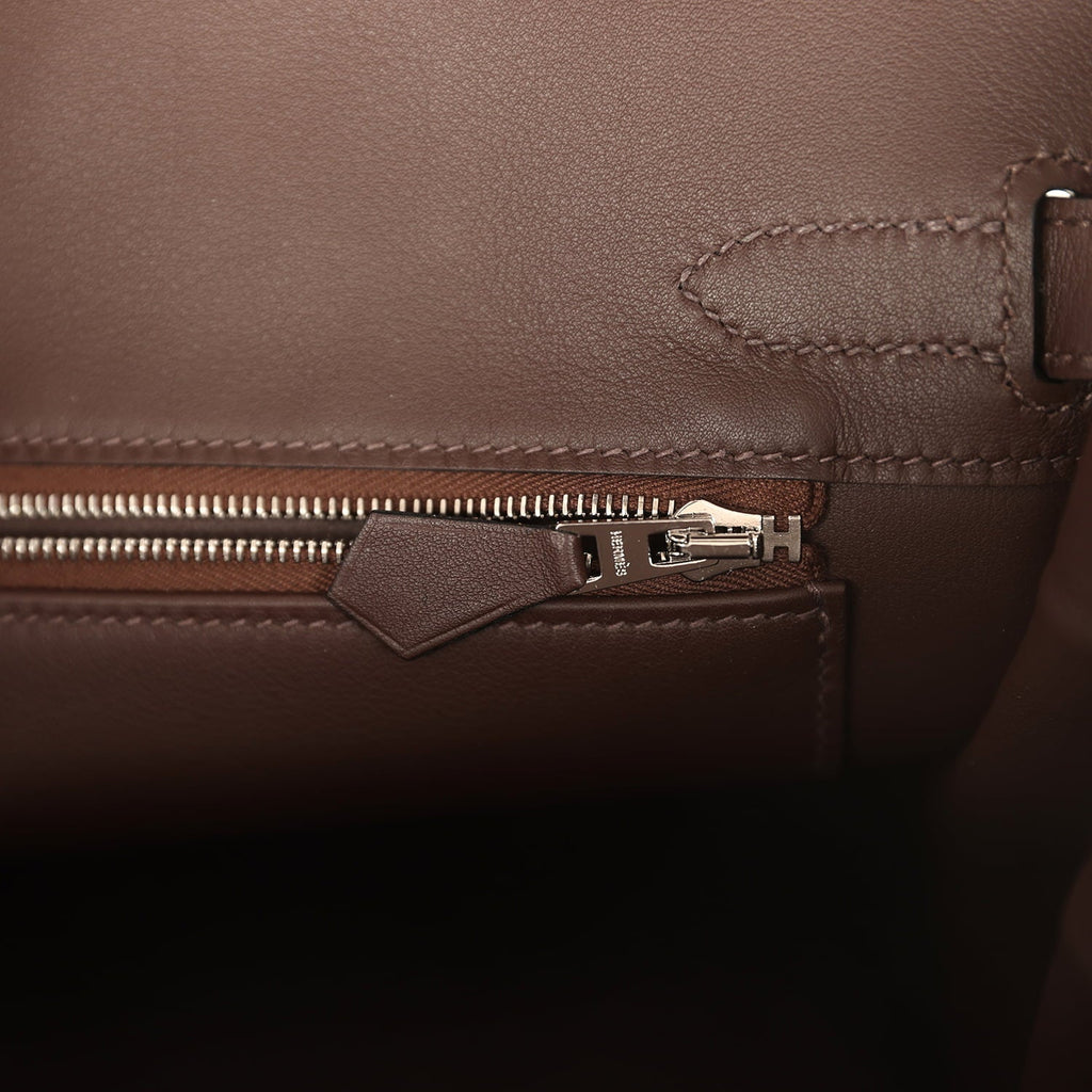 Hermes Birkin 30 Bivouac Ficelle Canvas and Moka Swift Palladium Hardware
