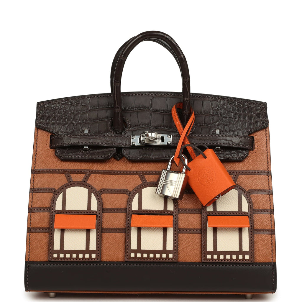 Hermes "Day" Faubourg Birkin Sellier 20 Ebene Matte Alligator Palladium Hardware