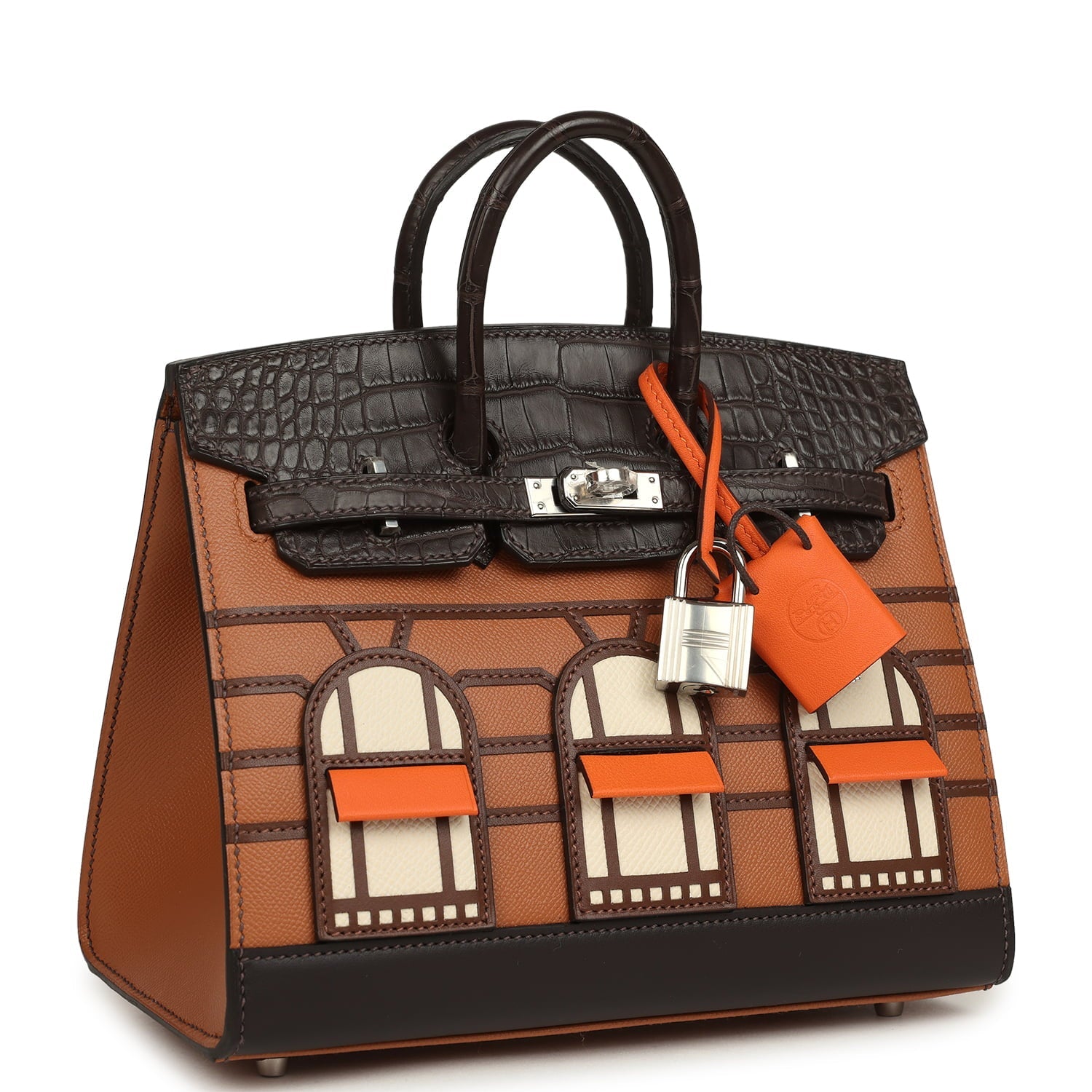 Hermes "Day" Faubourg Birkin Sellier 20 Ebene Matte Alligator Palladium Hardware