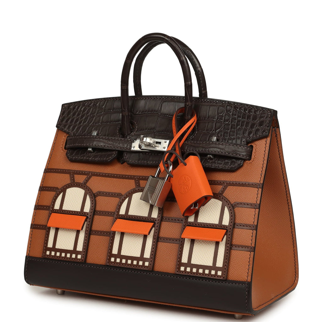 Hermes "Day" Faubourg Birkin Sellier 20 Ebene Matte Alligator Palladium Hardware