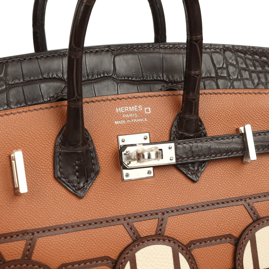 Hermes "Day" Faubourg Birkin Sellier 20 Ebene Matte Alligator Palladium Hardware