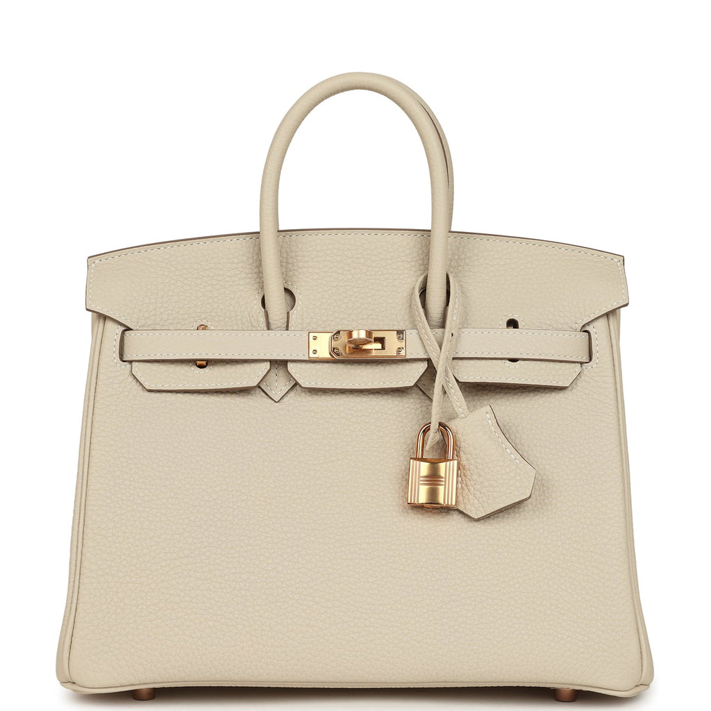 Hermes Birkin 25 Craie Togo Rose Gold Hardware