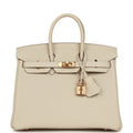 Hermes Birkin 25 Craie Togo Rose Gold Hardware