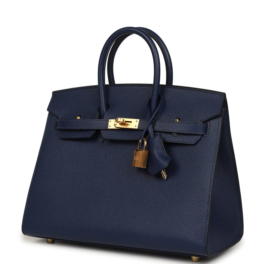 Hermes Special Order (HSS) Birkin Sellier 25 Bleu Saphir Epsom Gold Hardware