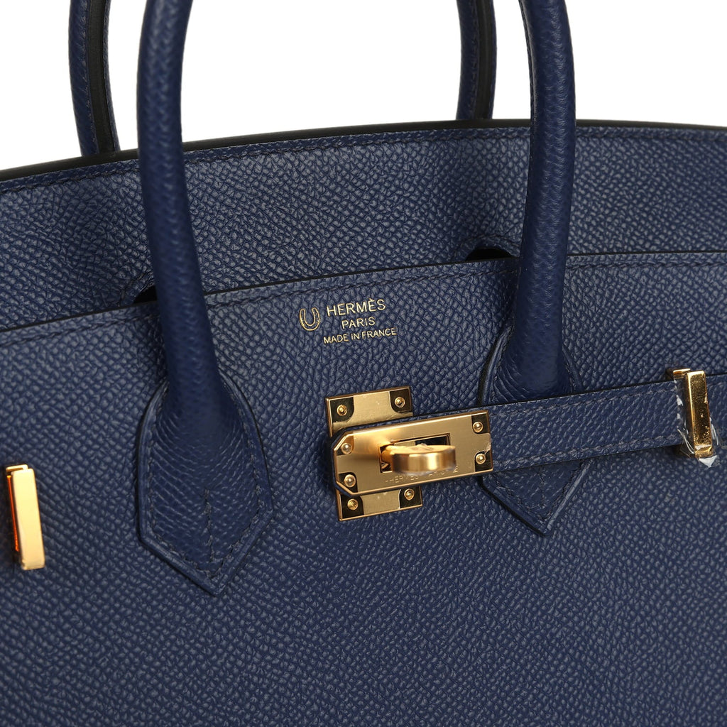 Hermes Special Order (HSS) Birkin Sellier 25 Bleu Saphir Epsom Gold Hardware