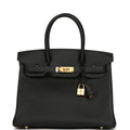 Pre-owned Hermes Birkin 30 Black Togo Gold Hardware