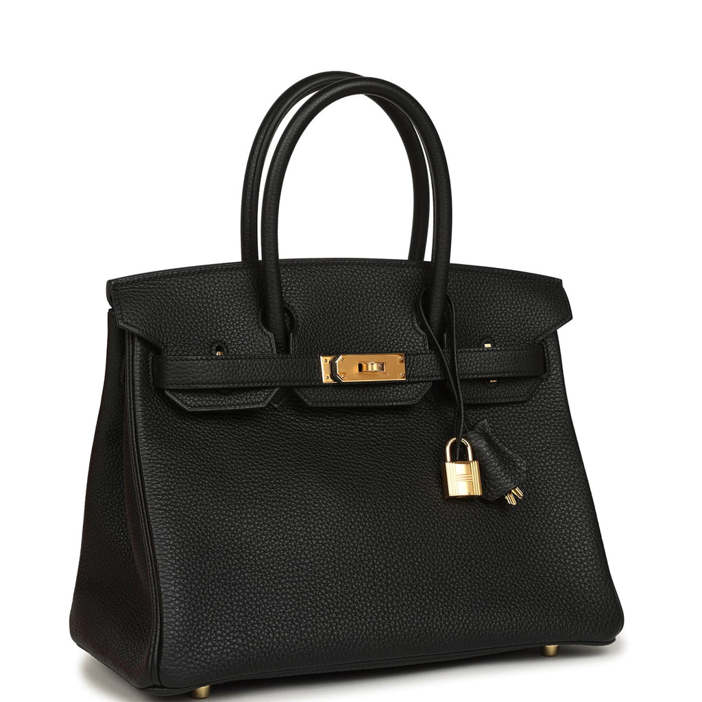 Pre-owned Hermes Birkin 30 Black Togo Gold Hardware