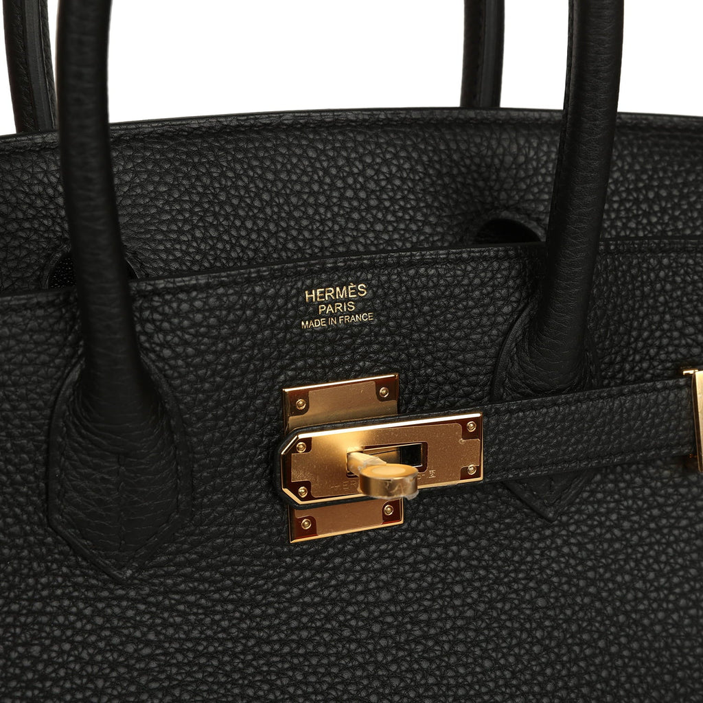 Pre-owned Hermes Birkin 30 Black Togo Gold Hardware